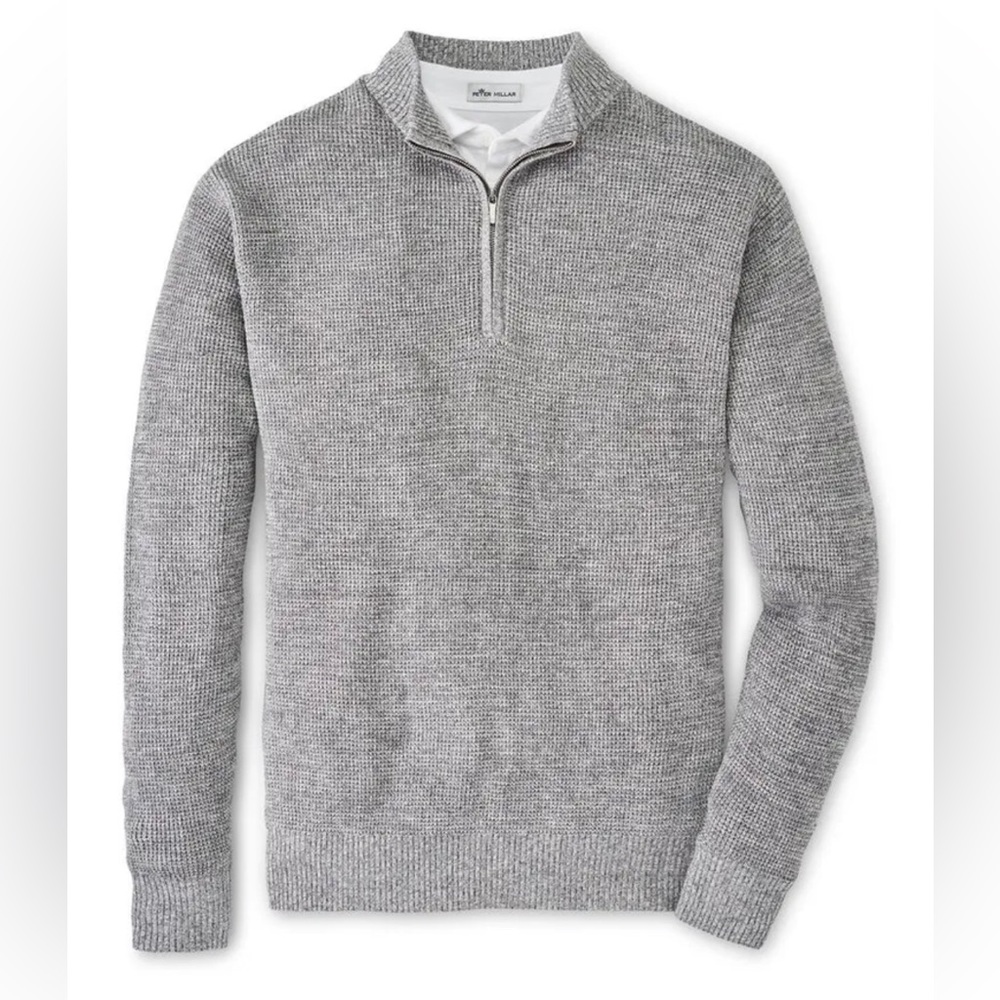 Peter Millar Kitts Twisted 1/4 Zip Sweater Gale Grey $248 MS22S05